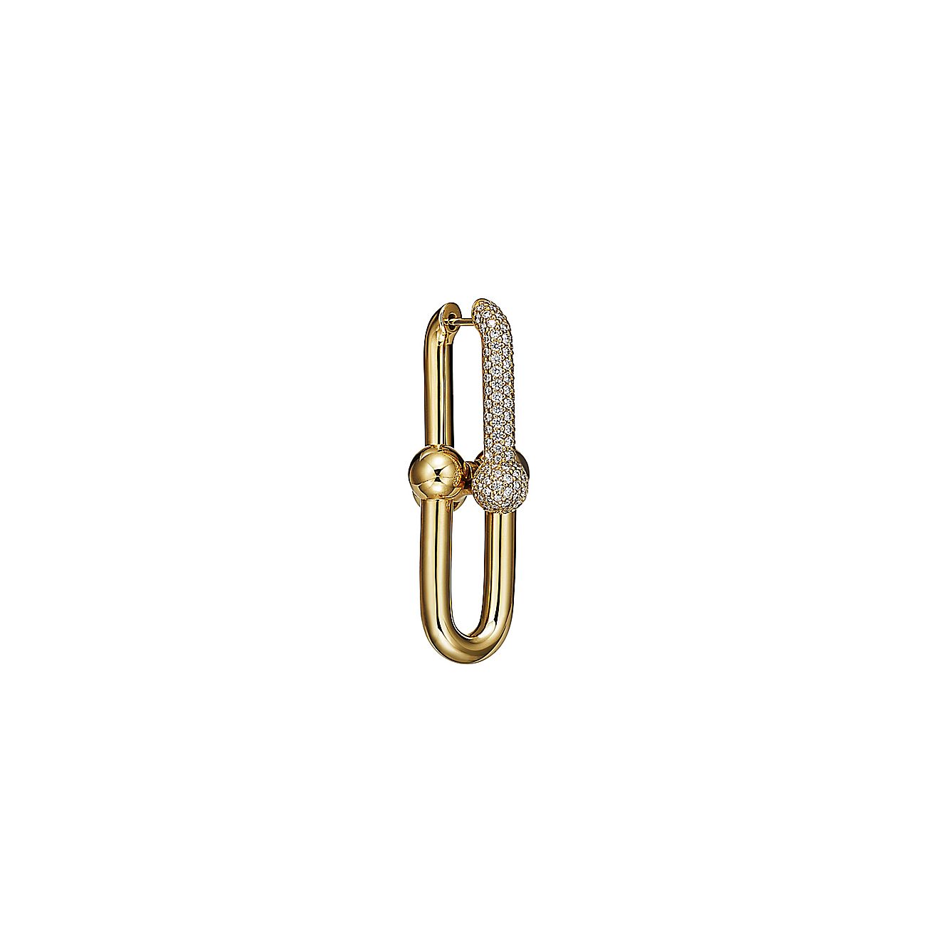 18K Tiffany HardWear Large Link Diamonds Earrings