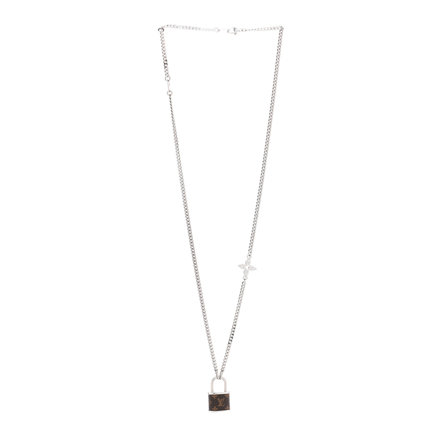 18K Louis Vuitton Monogram Lock Pendant Necklace