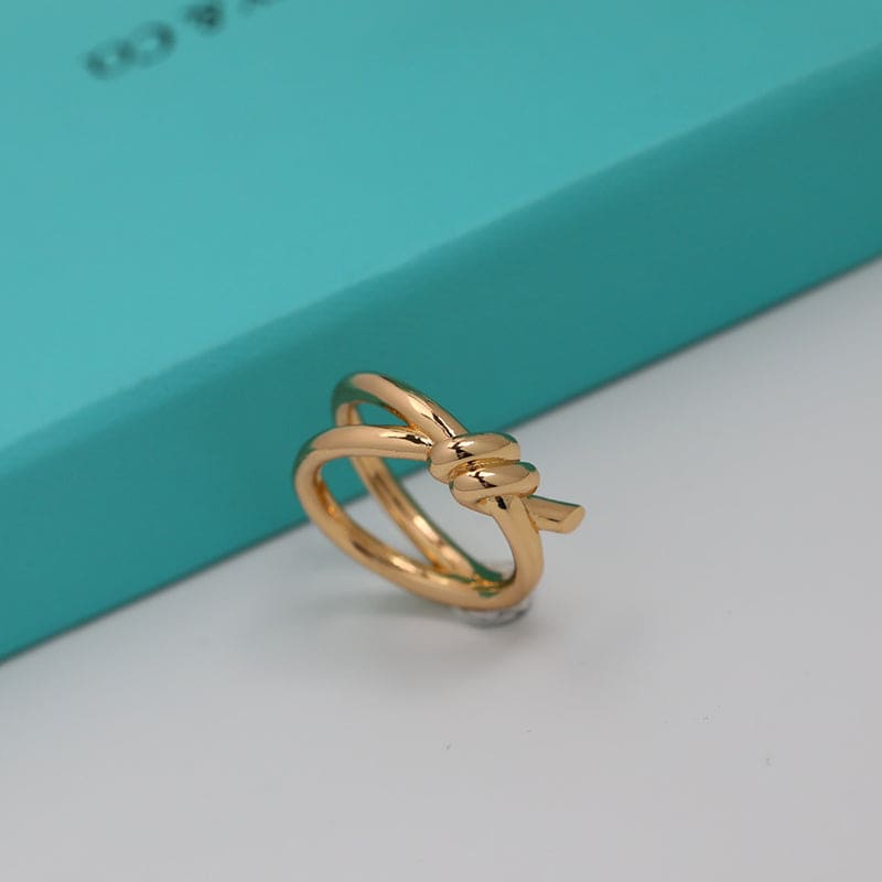 18K Rose Gold Tiffany Knot Double Row Ring