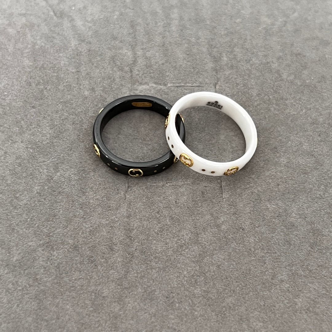 18K Double Gucci Icon White Zirconia Ring
