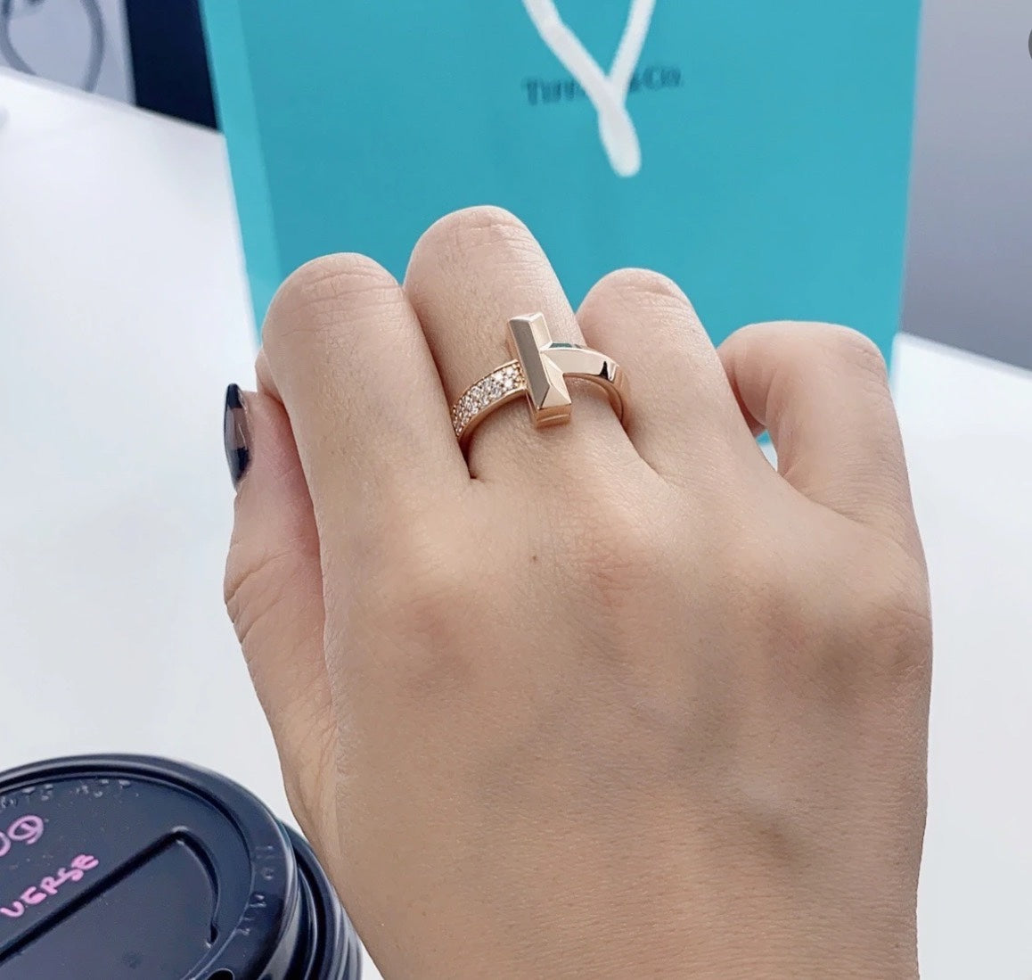 18K Tiffany Narrow Pave Ring