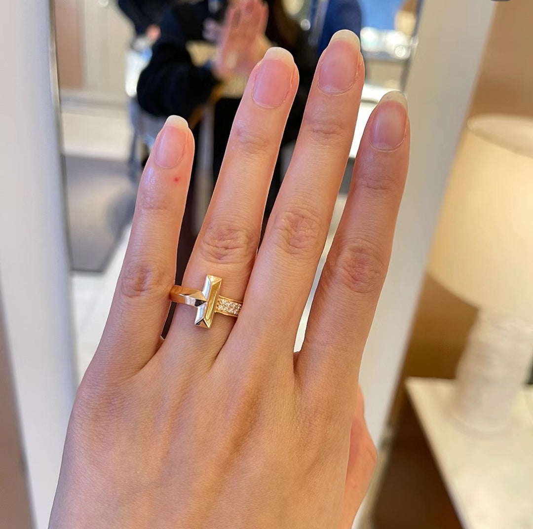 18K Tiffany Narrow Pave Ring